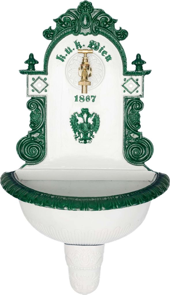 Wandbrunnen Waschbecken Brunnen 72cm Alu Garten im antik Stil fountain garden