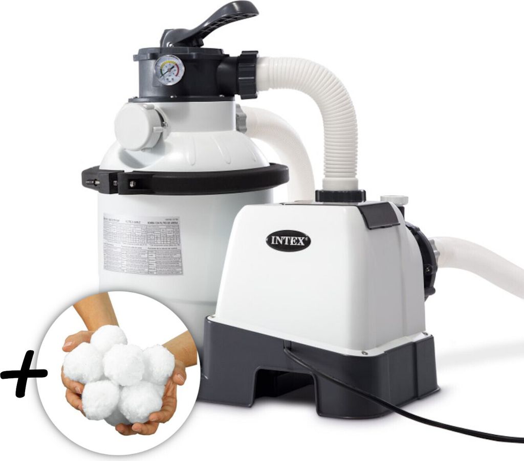 INTEX 26644GS - RCD Sandfilterpumpe (4,5m³l/hr, bis 20m³ Pool) + Filterkugeln (450g)