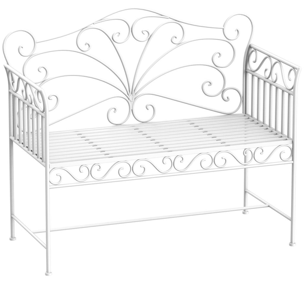 2-Sitzer Gartenbank robust, Parkbank rostfrei Sitzbank Bank Gartenmöbel 111 x 50 x 98cm, Weiß