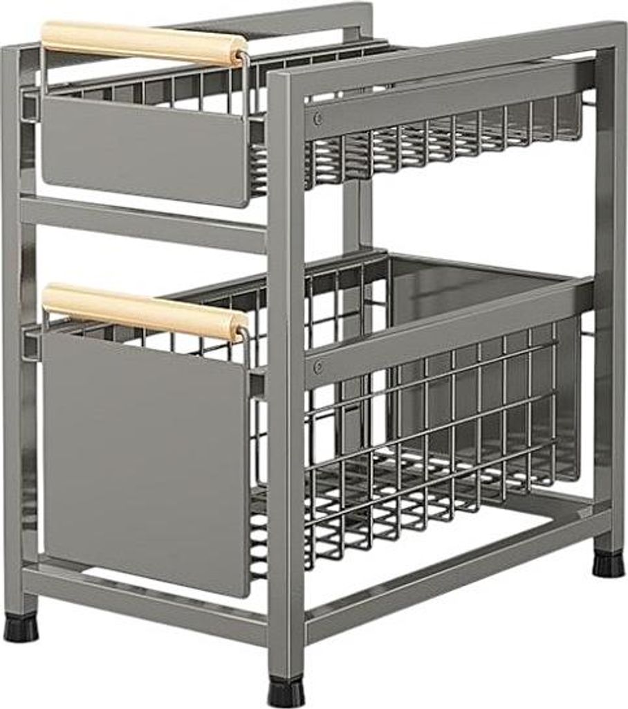 Küchenorganisator mit 2 ausziehbaren Körben aus Stahl 24,5x39x42cm