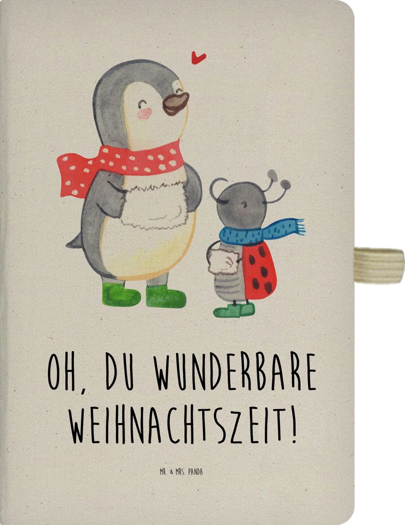 Mr. & Mrs. Panda DIN A5 Baumwoll Notizbuch Smörle Winterzeit - Transparent - Geschenk, kariertes, Weihnachten Grüße, Skizzenbuch, Journal, Weihn...