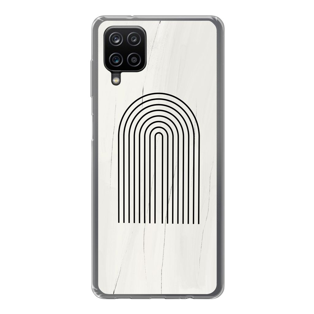 MuchoWow Handyhülle Schutzhülle Hülle für Samsung Galaxy A12 Farbe - Regenbogen - Schwarz - Weiß Silikon Softcase Handy Hülle - Bild