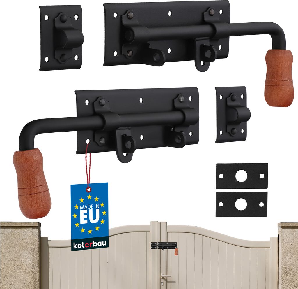 KOTARBAU Torriegel 280 mm Rechts Links Set 2 St. Türriegel Bolzenriegel Schlossriegel Schubriegel Pulverbeschichtet Riegelverschluss Torverschluss