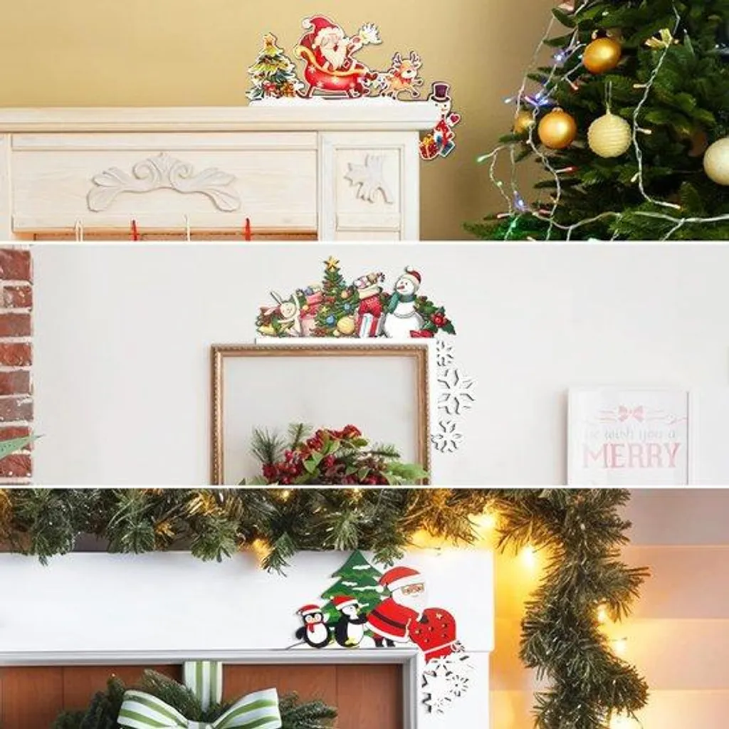 Pendentif de porte de Noël Festif en bois - Déco entrée maison chaleureuse
