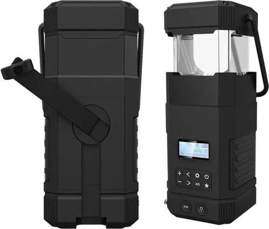 Lampe solaire rechargeable radio DAB et enceinte Bluetooth IPX6 Noir