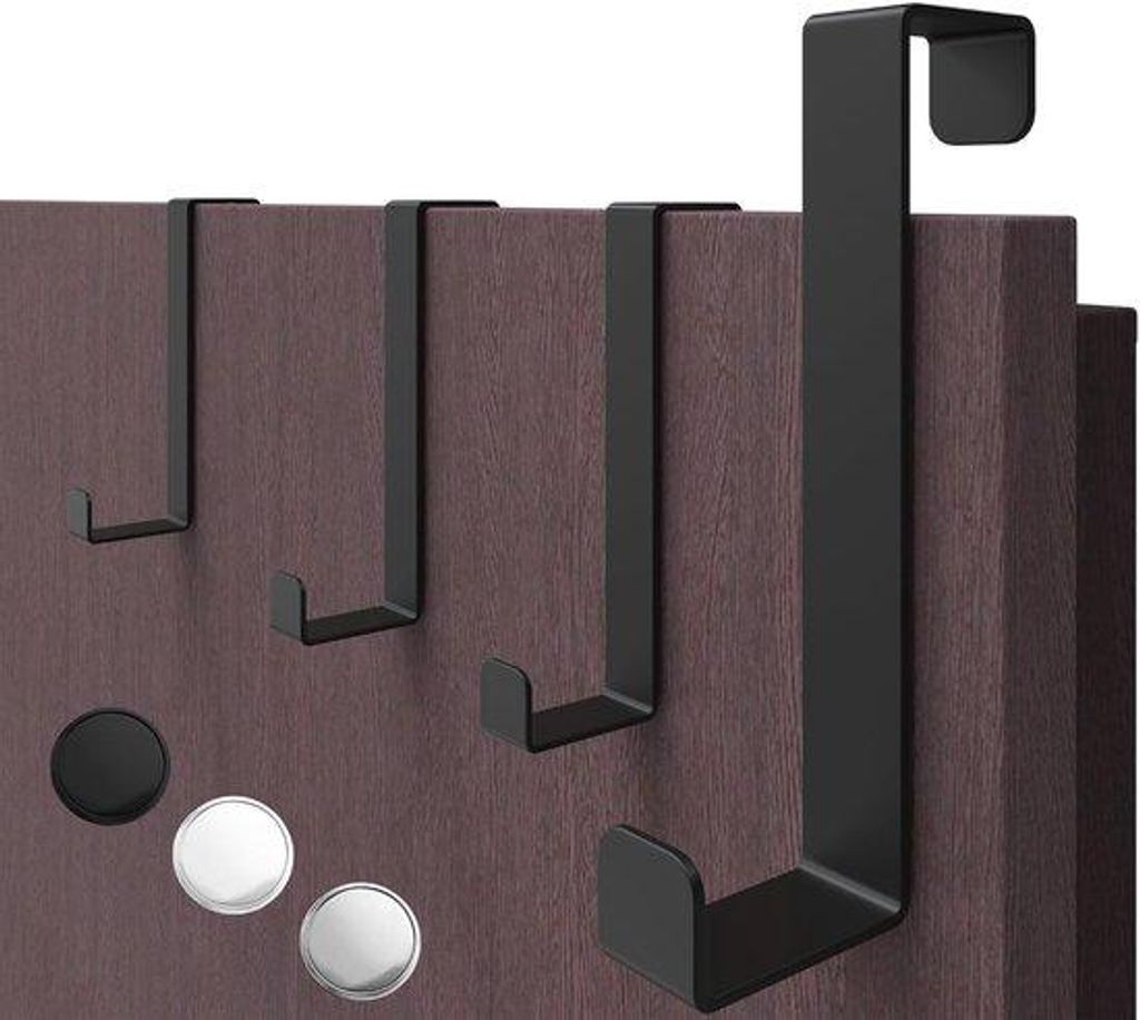 Schwarze Türhaken, vielseitig, 4er-Set