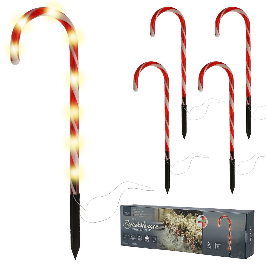 LED Zuckerstangen Lichterkette 144 LEDs – 24 Stück, Warmweiß, 12 Modi, IP65 Wasserdicht, Mit Fernbedienung & Timer