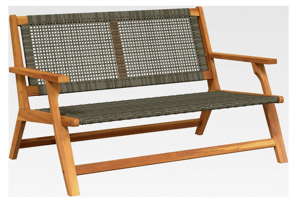 2-Sitzer Gartenstuhl aus Holz für Terrasse und Balkon 122x76x73,5 cm Grau