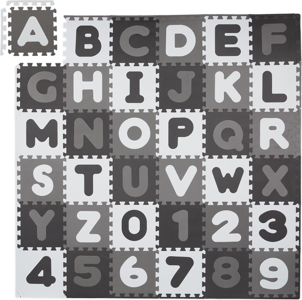 Relaxdays Puzzlematte ABC und Zahlen, 60 Teile, Spielmatte Produktbild 