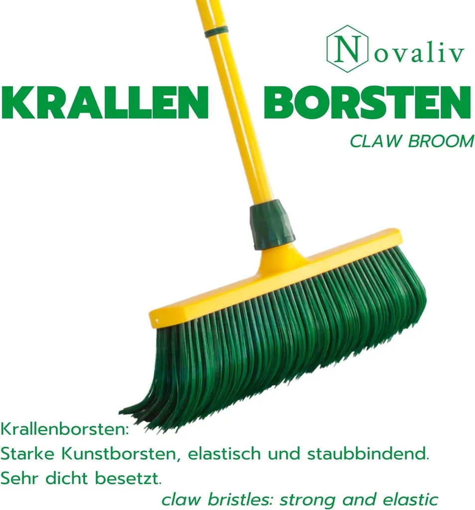 Novaliv Scopa ad Artiglio 40cm con Manico Telescopico per Giardino e Strada