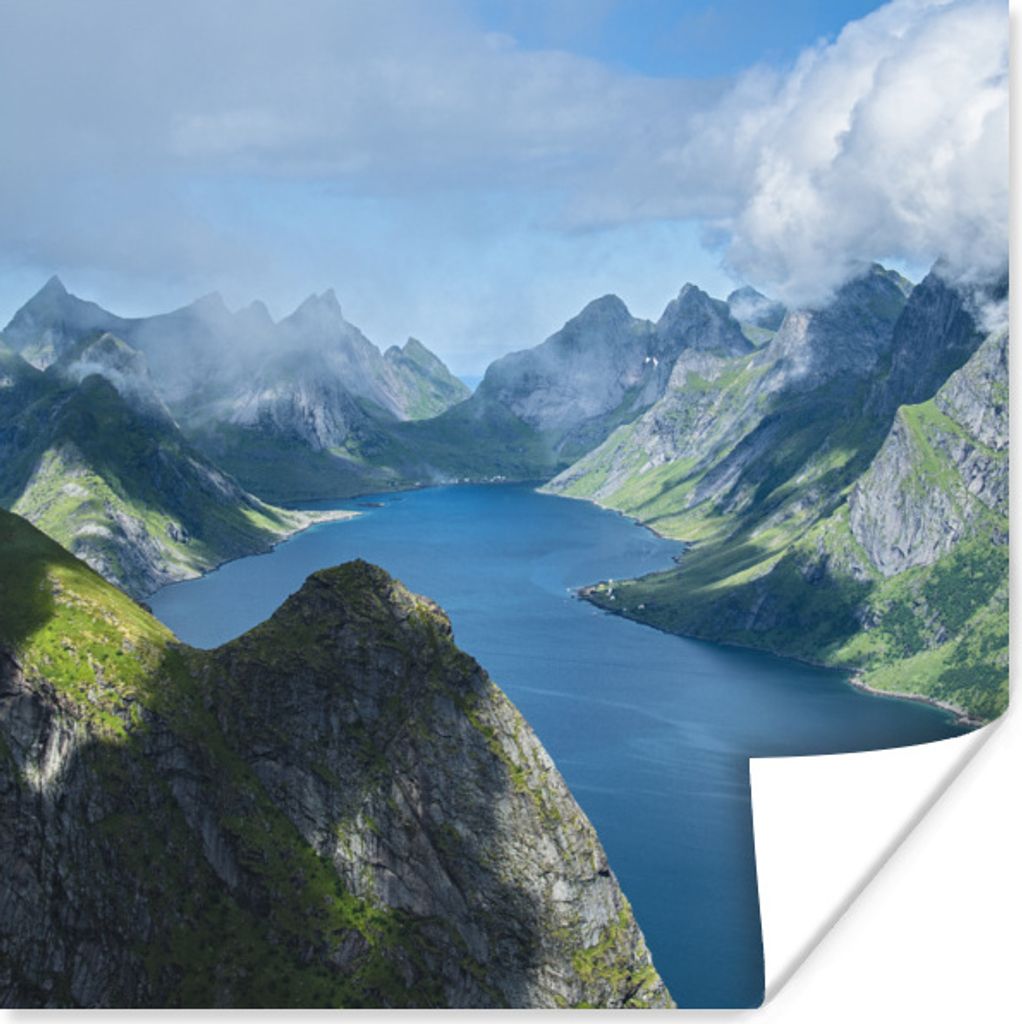 MuchoWow Poster Blick über die Fjorde in Norwegen 30x30 cm - Wandposter - Printing