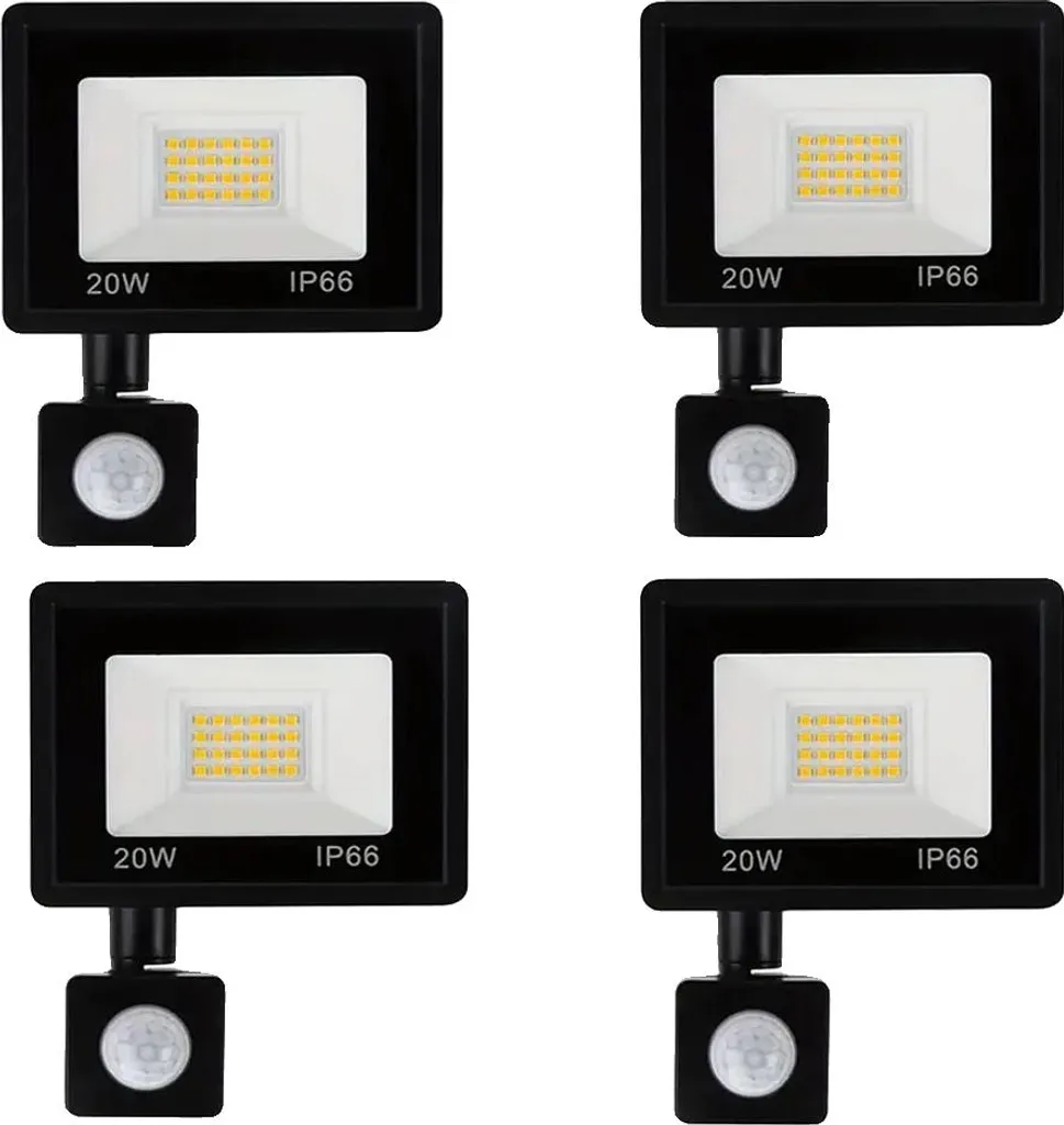 Luminaire extérieur LED à détection PIR étanche IP65 pour jardin 20W