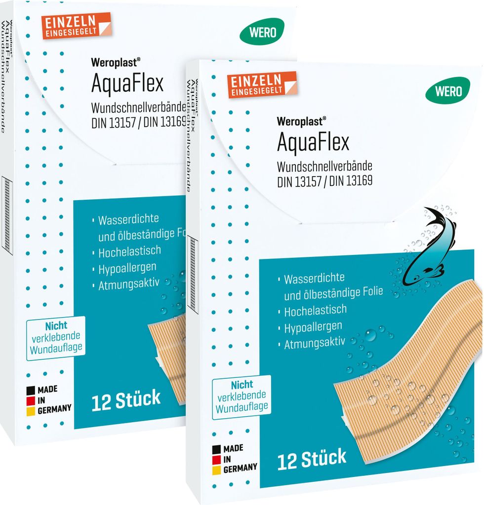 Weroplast AquaFlex Wundschnellverbände DIN 13169 2 x 12 Stk/Pkg