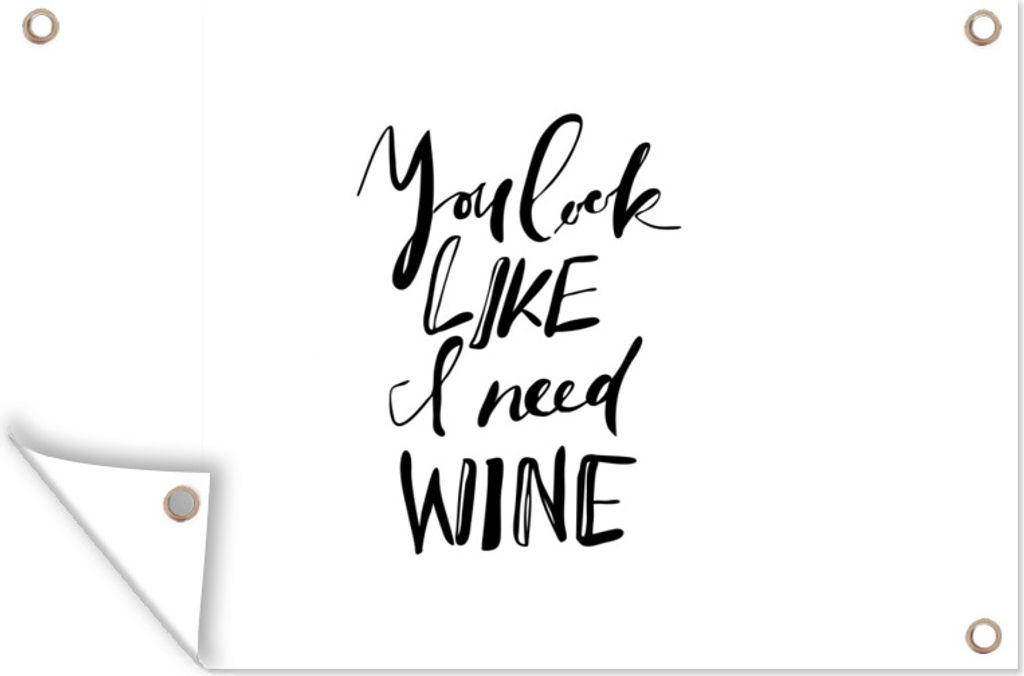 MuchoWow 60x40 cm Outdoor-Poster Gartendeko Sichtschutz Garten Poster für den Garten Zitat "Du siehst aus, als würde ich Wein brauchen" auf we...