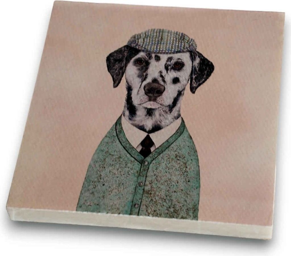 Untersetzer aus ECHTEM MAMOR für Glas Tasse, Serious Old Dog - 165