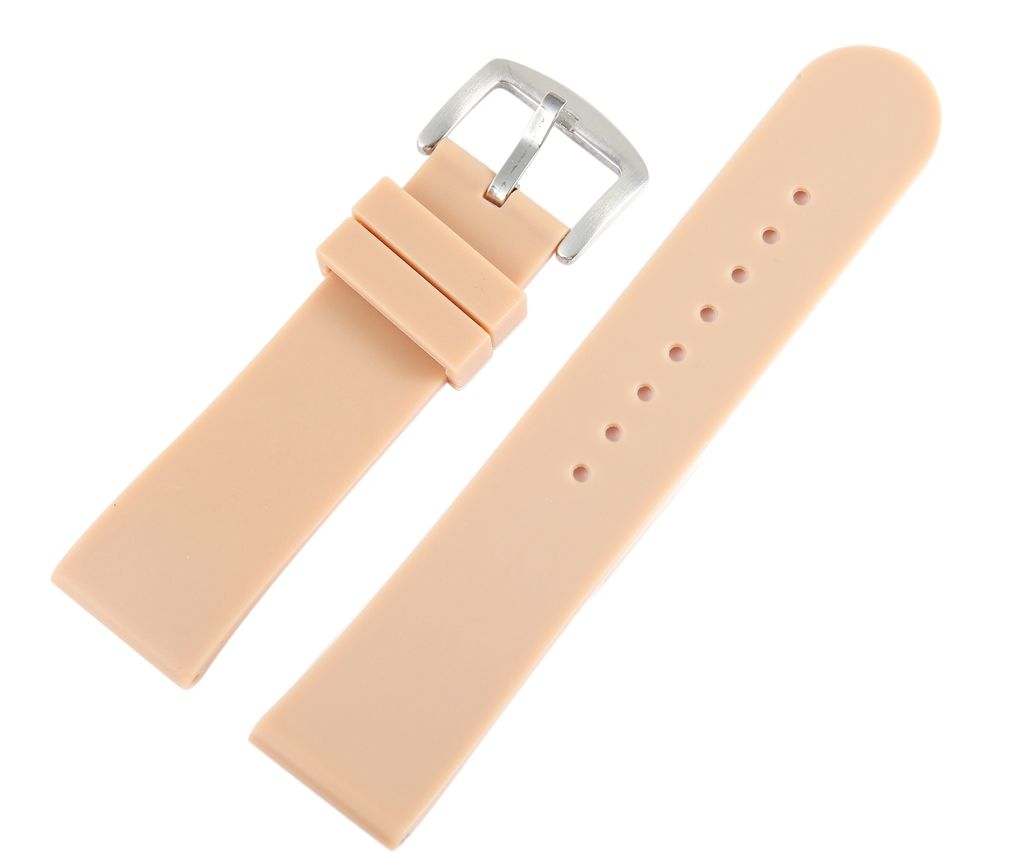 Basic Silikon Armband in hellbraun, glatt, flach, 24 mm