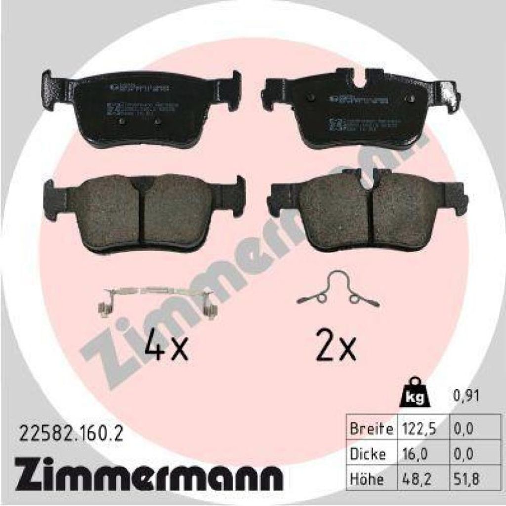 ZIMMERMANN Bremsbelagsatz, Scheibenbremse Hinten 22582.160.2
