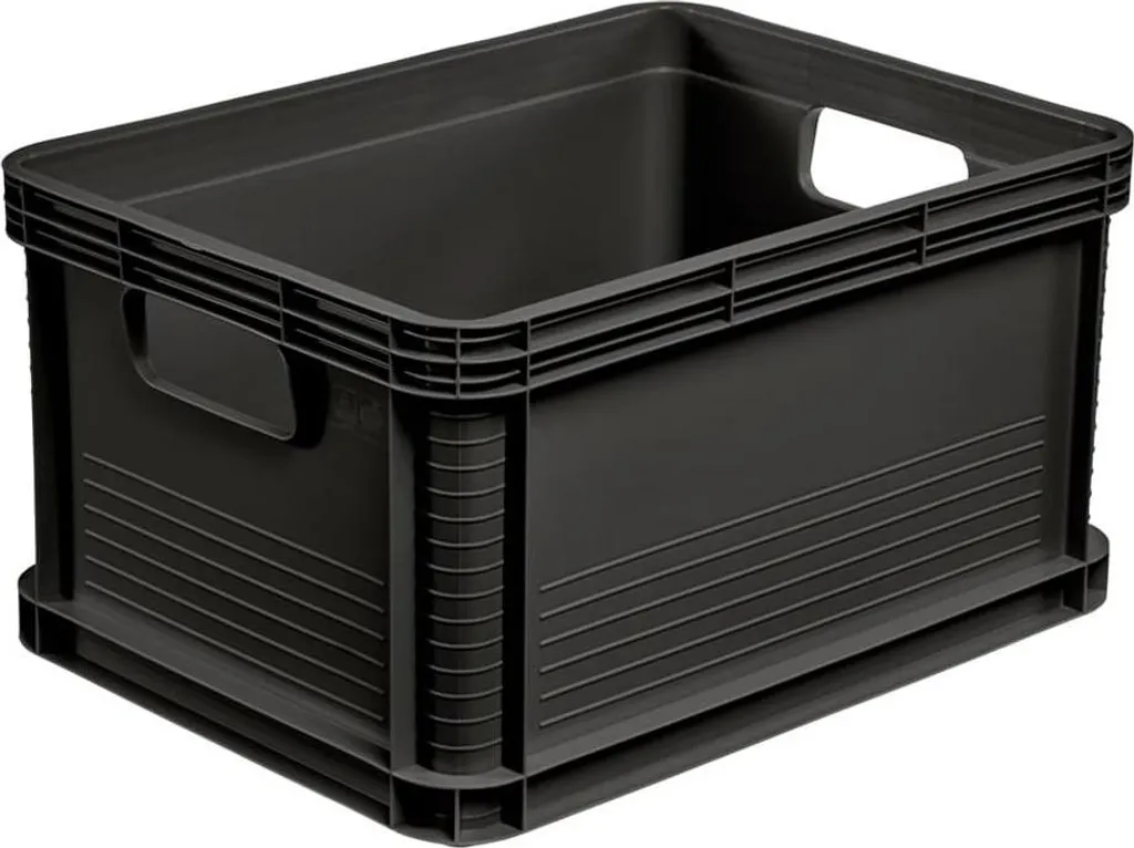 Bac de rangement industriel 20L en plastique résistant aux acides gris