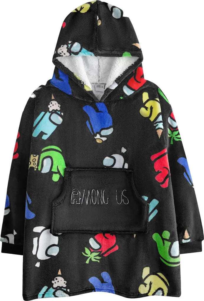 Sweat Plaid à Capuche Among Us pour Enfant - Couverture Pull Multicolore
