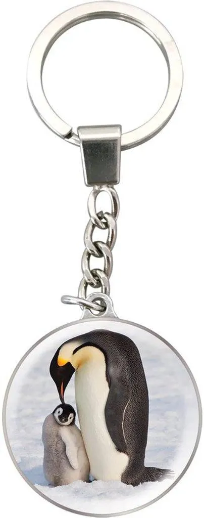Pendentif pingouin en cristal brillant et chaîne acier haute qualité