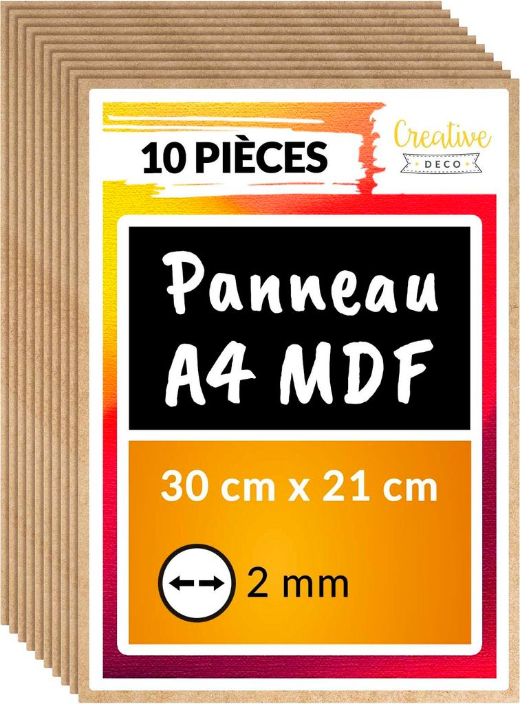 Creative Deco 10 x A4 Panneau MDF 300 x 210 x 2 mm - Image du produit 