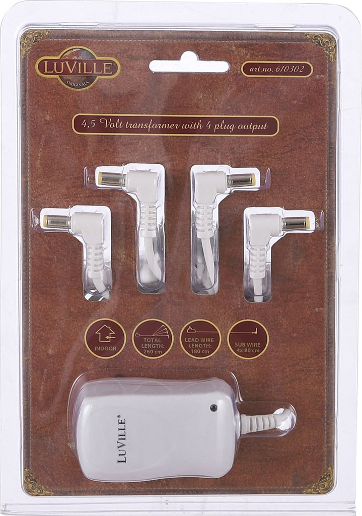 LuVille Weihnachtsdorf Switch Adapter mit 4 Steckern - 5 Volt