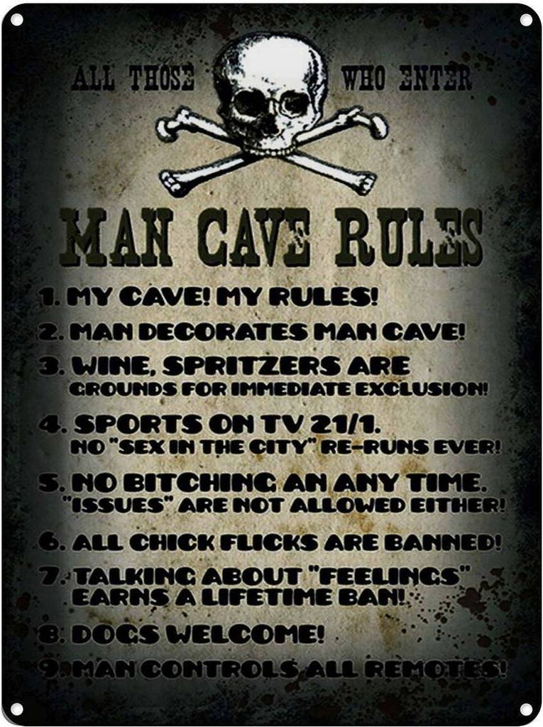 vianmo Blechschild 40x30 cm Man cave rules wine spritzers