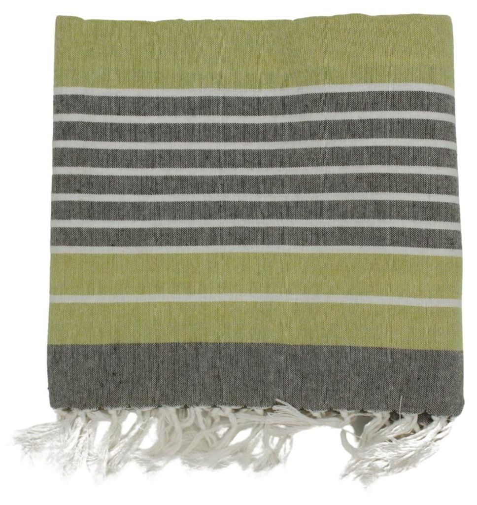 HOME ELEMENTS Fouta Handtuch 90x170 cm, grün und grau