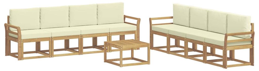 vidaXL Outdoor-Sofagarnitur mit Kissen 9 pcs Weiß und Creme