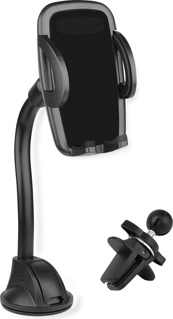 Fontastic Handy Halterung - Lüftungsgitterhalter & Saugfuß einstellbar 50-95 mm, 360° Drehgelenk, schwarz