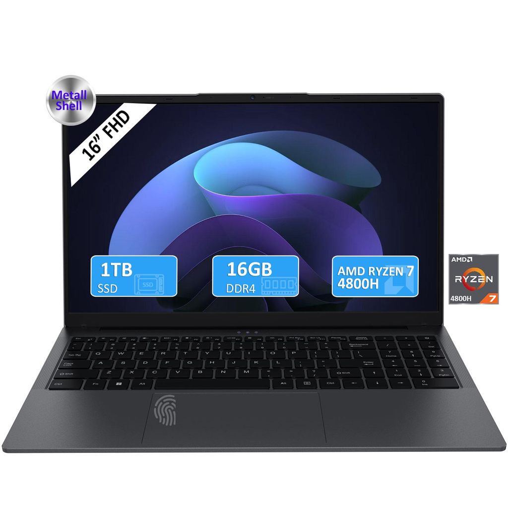 Molegar 16 Zoll Laptop Computer mit AMD Ryzen 7 4800H Prozessor, 16GB DDR4, 1T SSD, FHD Display 1920 * 1200P, WiFi 6, Hintergrundbeleuchtete Tastatur