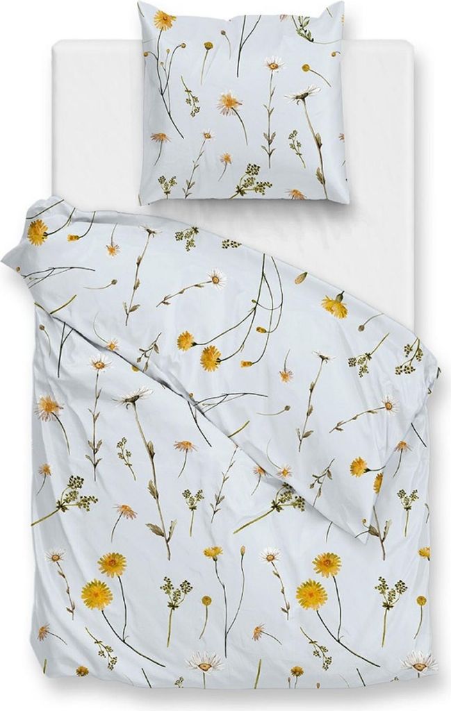 Zo! Home Baumwolle Bettwäsche 135x200 Savio Powder Blue Wiesenblumen Löwenzahn