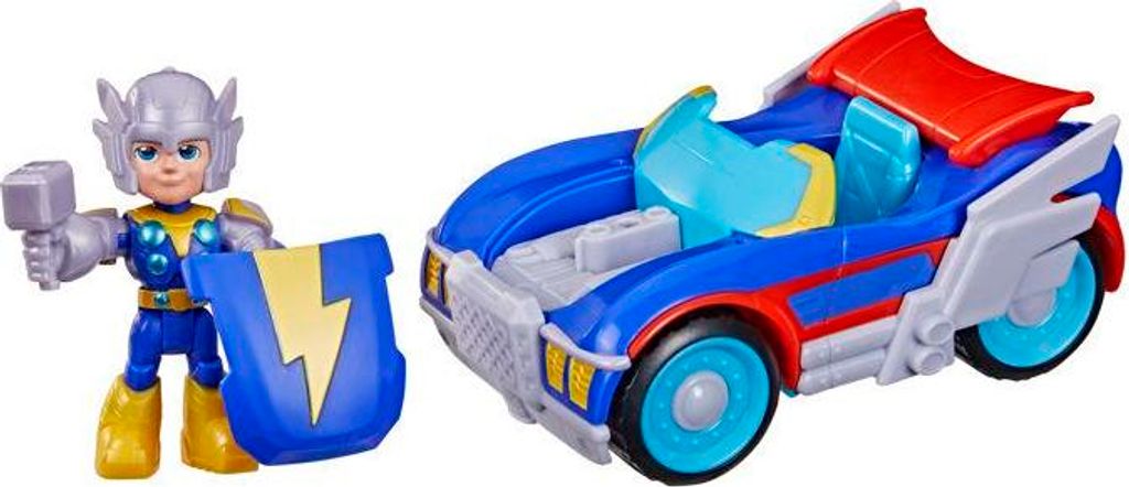 Thor Figur 7,5 cm mit Foudremobile, Marvel Iron Man und Seine Außergewöhnlichen Freunde, Superheld Spielzeug, ab 3 Jahren