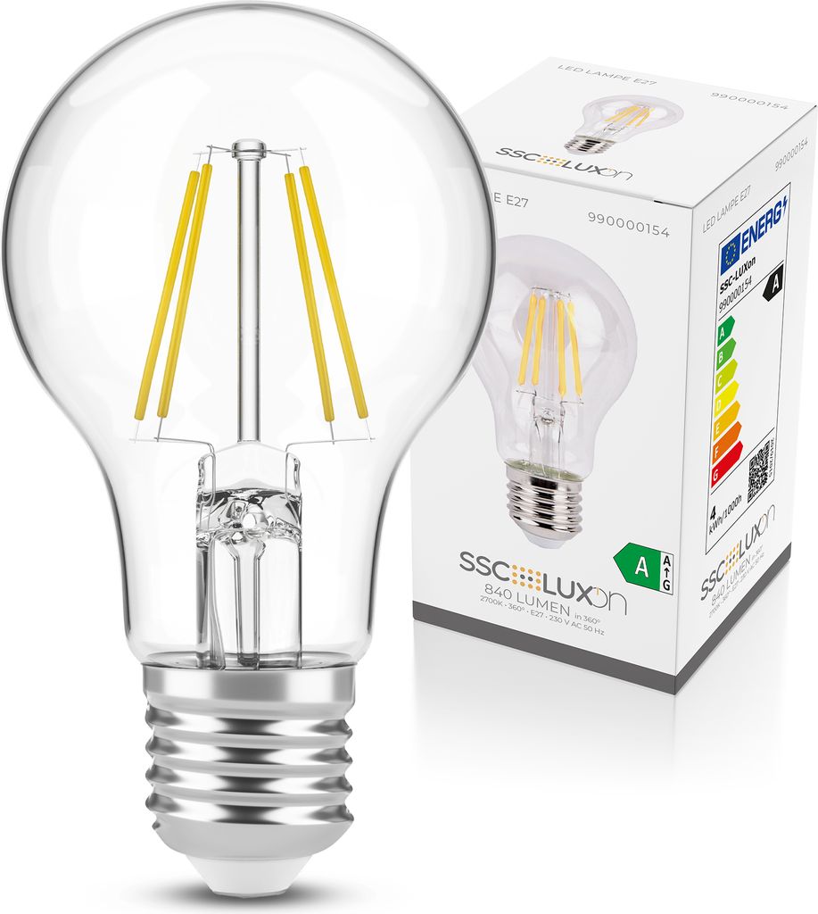 SSC-LUXon Glühbirne E27 LED warmweiss 4W Filament Lampe Birnenform warmweißes Licht – energiesparende & ultraeffiziente LED Beleuchtung