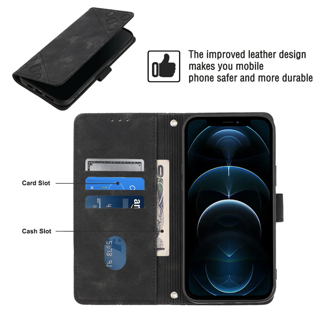 Cover iPhone 12 Pro Max Portafoglio Business - Pelle Nera con Stand - 5