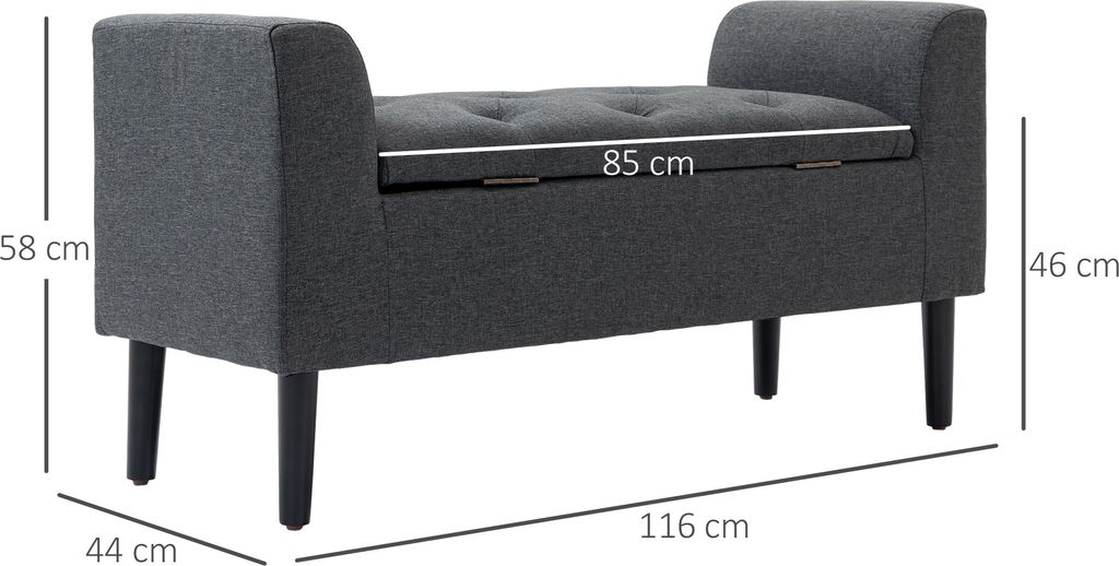 HOMCOM Panca Contenore, Panca Imbotta Effetto Lino, Sgabello con Seduta Supporta Fino a 130 kg, Contenore, per Soggiorno, Camera da Letto, Corridoio, 116 x 44 x 58 cm, Verde | SHEIN ALIA