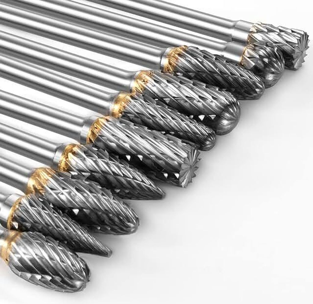 Hartmetall Frässtifte Set, 10 Stück Doppelschnitt-Frässtifte mit 3mm Schaft kompatibel mit Dremel, Drehwerkzeug Zubehör für Schleifen, Schnitz...