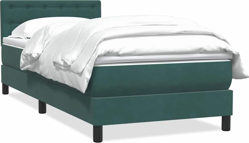 Boxspringbett mit Matratze Dunkelgrün 80x220 cm Samt