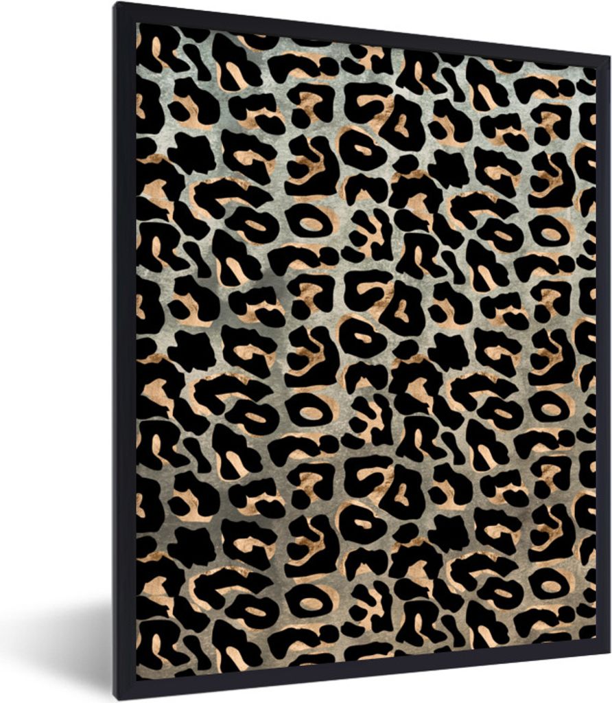 MuchoWow Gerahmtes Poster Pantherdruck - Braun - Luxus 30x40 cm - Poster mit Schwarzem Bilderrahmen Wandposter Rahmen Foto Bilder - Wanddeko - Ku...