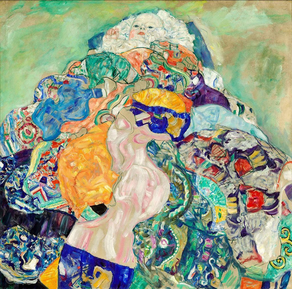 Legendarte - Kunstdruck auf Leinwand - Baby (Die Wiege) Gustav Klimt - Wanddeko, Canvas cm. 90x90