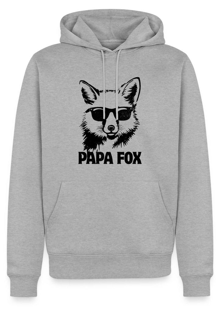 Spreadshirt Papa Fox Mit Sonnenbrille Für Coole Väter Herren Premium Hoodie, 3XL, Grau meliert