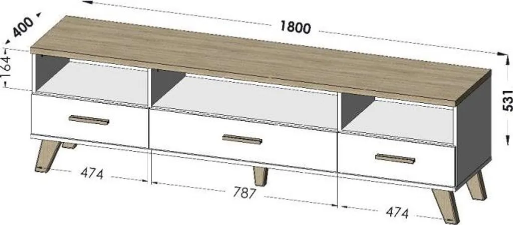 Rangement Buffet LOTTA 180 - Solution Spacieuse pour Salon Ordonné
