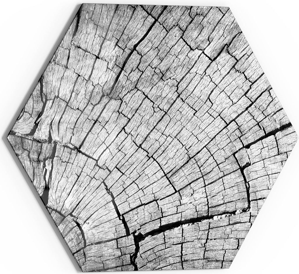 DEQORI Magnettafel Glas 55x48 cm 6-eckig 'Gealterte Holzstruktur' beschreibbar Whiteboard