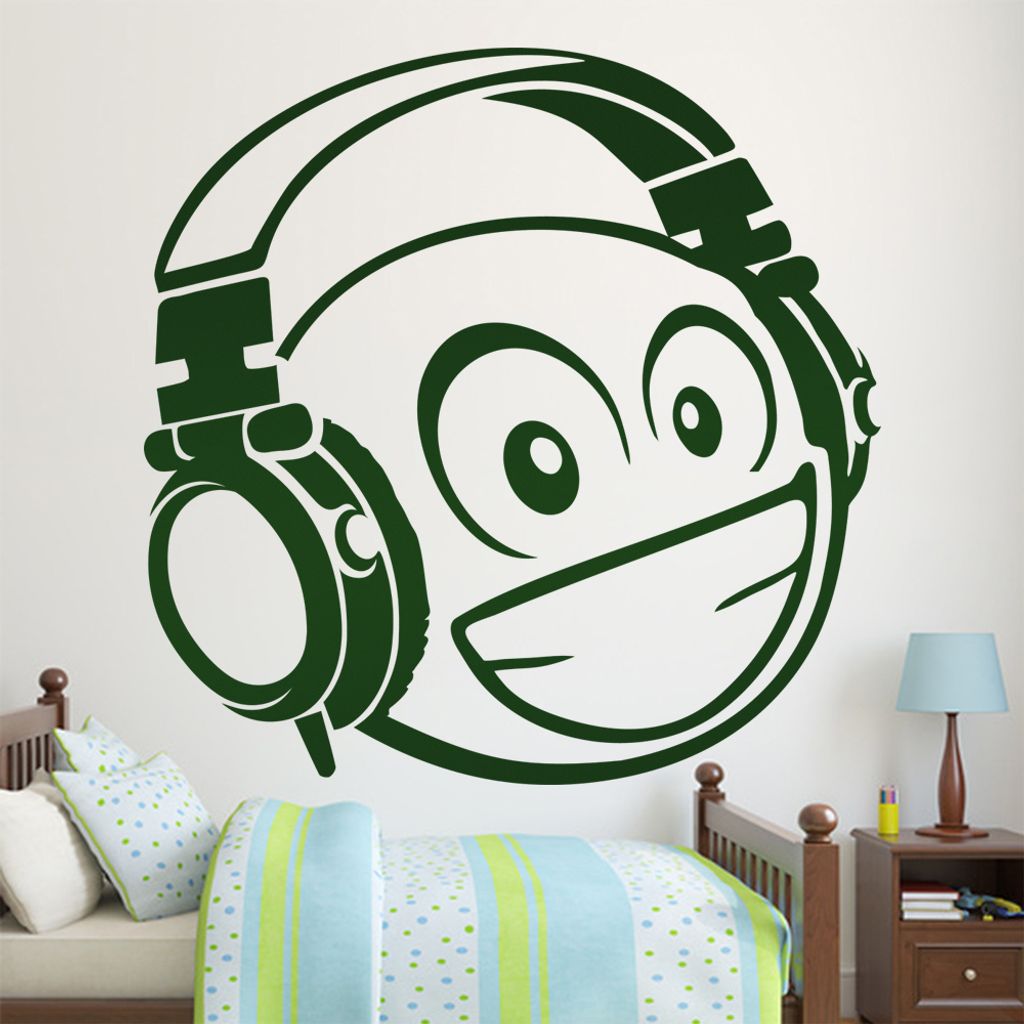 KIWISTAR Emoji 3D Kopfhörer - Bass R&B HipHop EDM Pop Rock Laut Wandtattoo in 6 Größen - Wandaufkleber Wall Sticker - Dekoration, Küche, Wohnzi...