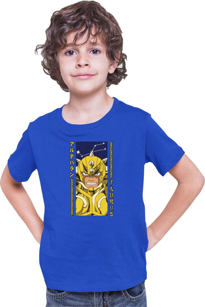 Kinder T-Shirt Japan Anime Manga Saint Anime Seiya Taurus Taurus, 5-6 Jahr - 116 / Blau