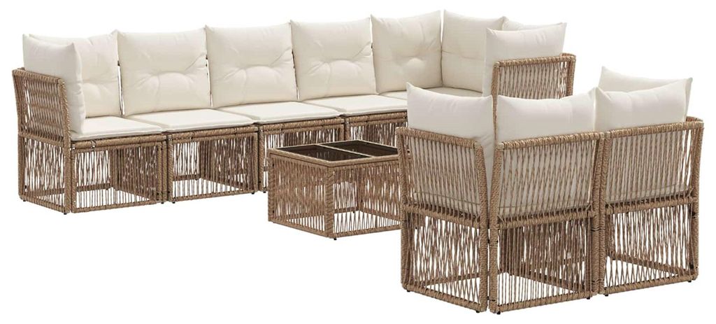 vidaXL Gartensofa-set 9 pcs Beige Poly-Rattan