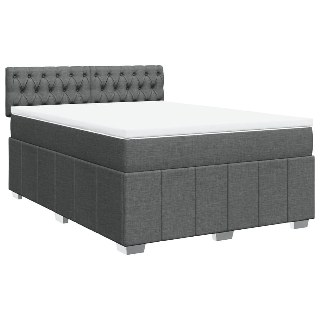 vidaXL Boxspringbett mit Matratze Dunkelgrau 160x200 cm Stoff