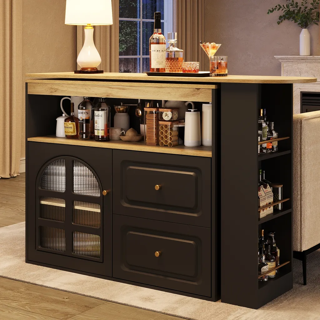 Table de Repas Gain de Place pour Studio avec Rangement Intégré Noir - 4