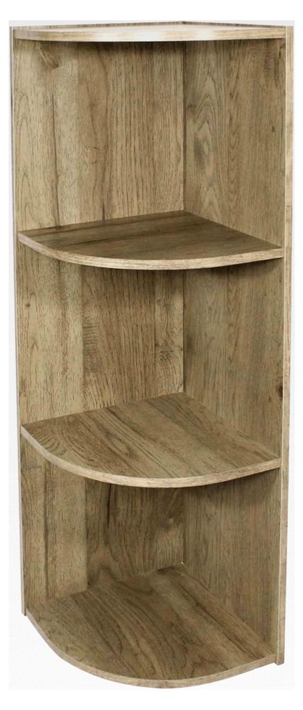 Eck-Holzbücherregal, 3 Etagen, Aschbraun, Modular, Offenes Regal, Für Wohnzimmer, Büro, Schlafzimmer, Platzsparend