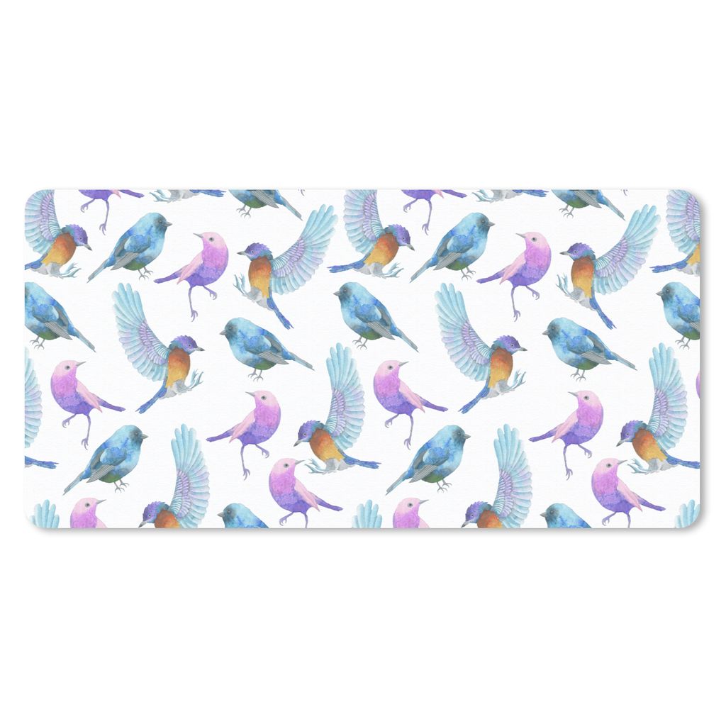 MuchoWow Schreibtischunterlage Design - Mädchen - Kinder - Vögel 80x40 cm - XXL Mauspad - Gaming Mauspad